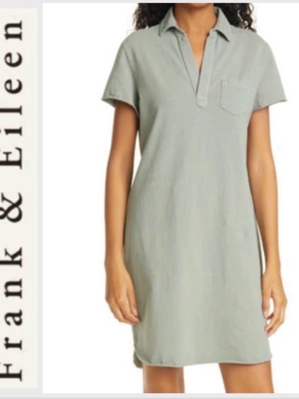 Frank & Eileen Tee Lab Jersey Polo Shirt Dress Large Sage Green Heritage Casual